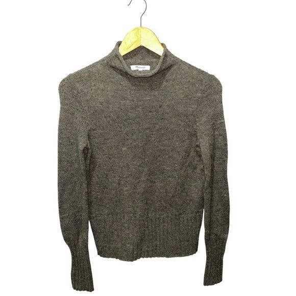 Madewell Women's Turtleneck Sweater Wool Blend XXS Oversized Green Cozy - Picture 1 of 6